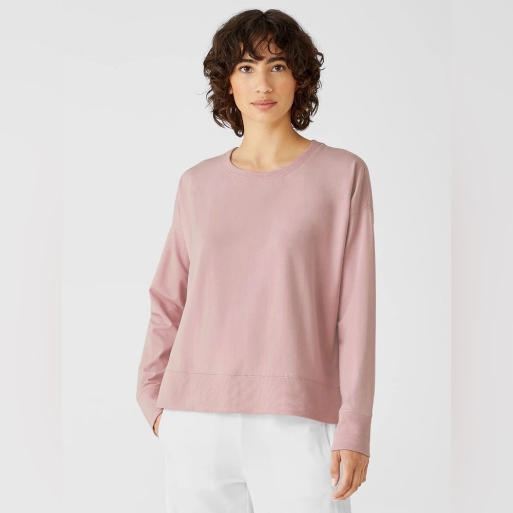 Eileen Fisher Organic Cotton Knit Tunic Pink Size Medium Petite